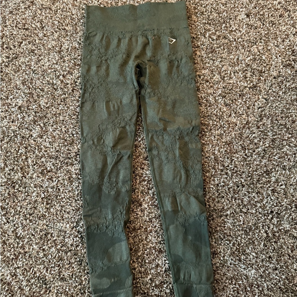 Gymshark Olive Green Textured Leggings